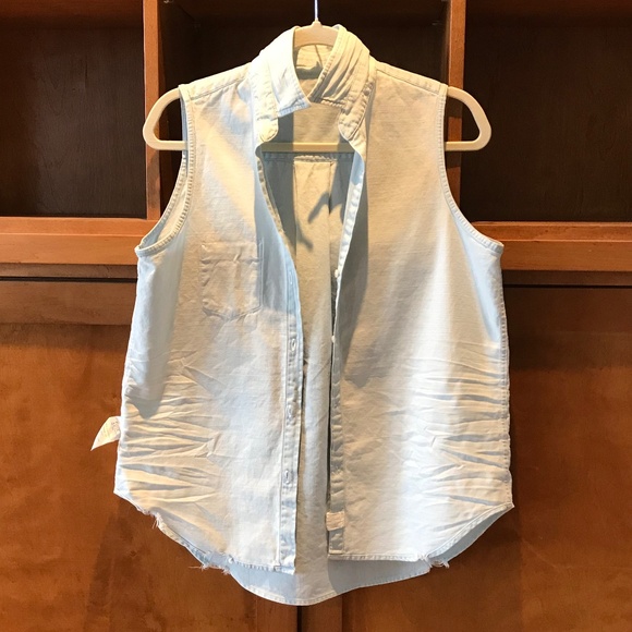 FRANK & EILEEN FIONA WOVEN BUTTON UP TATTERED WASH DENIM - Picture 7 of 10